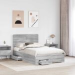 vidaXL Rám postele Sivý Sonoma 120 x 200 cm Kompozitné drevo – Obrázok 3