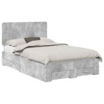 vidaXL Rám postele Betónová šedá 120 x 190 cm Kompozitné drevo – Obrázok 2