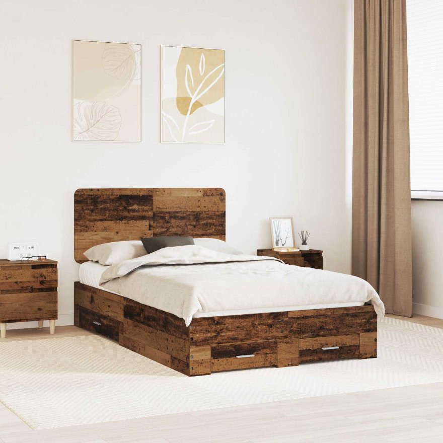 3412817_1.jpg vidaXL Rám postele Staré drevo 120 x 190 cm Kompozitné drevo – Obrázok 1