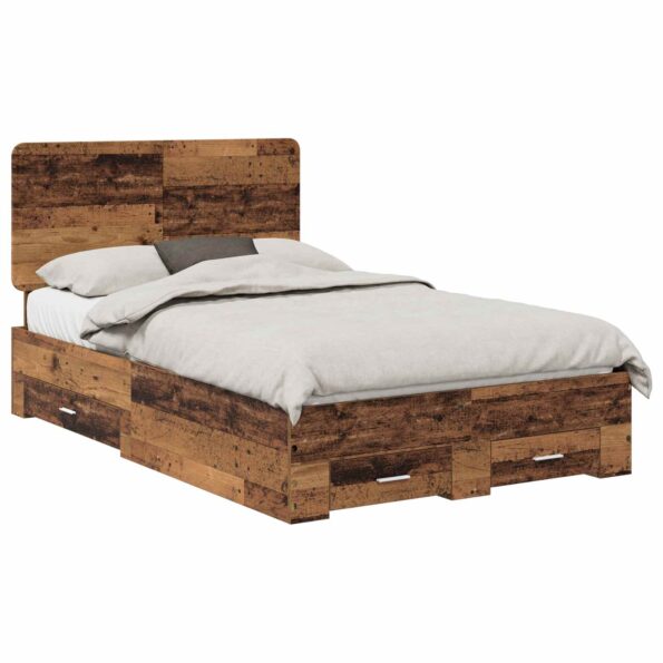 vidaXL Rám postele Staré drevo 120 x 190 cm Kompozitné drevo – Obrázok 2