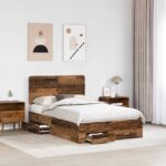 vidaXL Rám postele Staré drevo 120 x 190 cm Kompozitné drevo – Obrázok 3