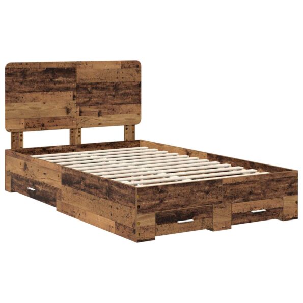 vidaXL Rám postele Staré drevo 120 x 190 cm Kompozitné drevo – Obrázok 4