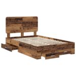 vidaXL Rám postele Staré drevo 120 x 190 cm Kompozitné drevo – Obrázok 5