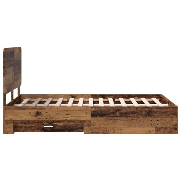 vidaXL Rám postele Staré drevo 120 x 190 cm Kompozitné drevo – Obrázok 9