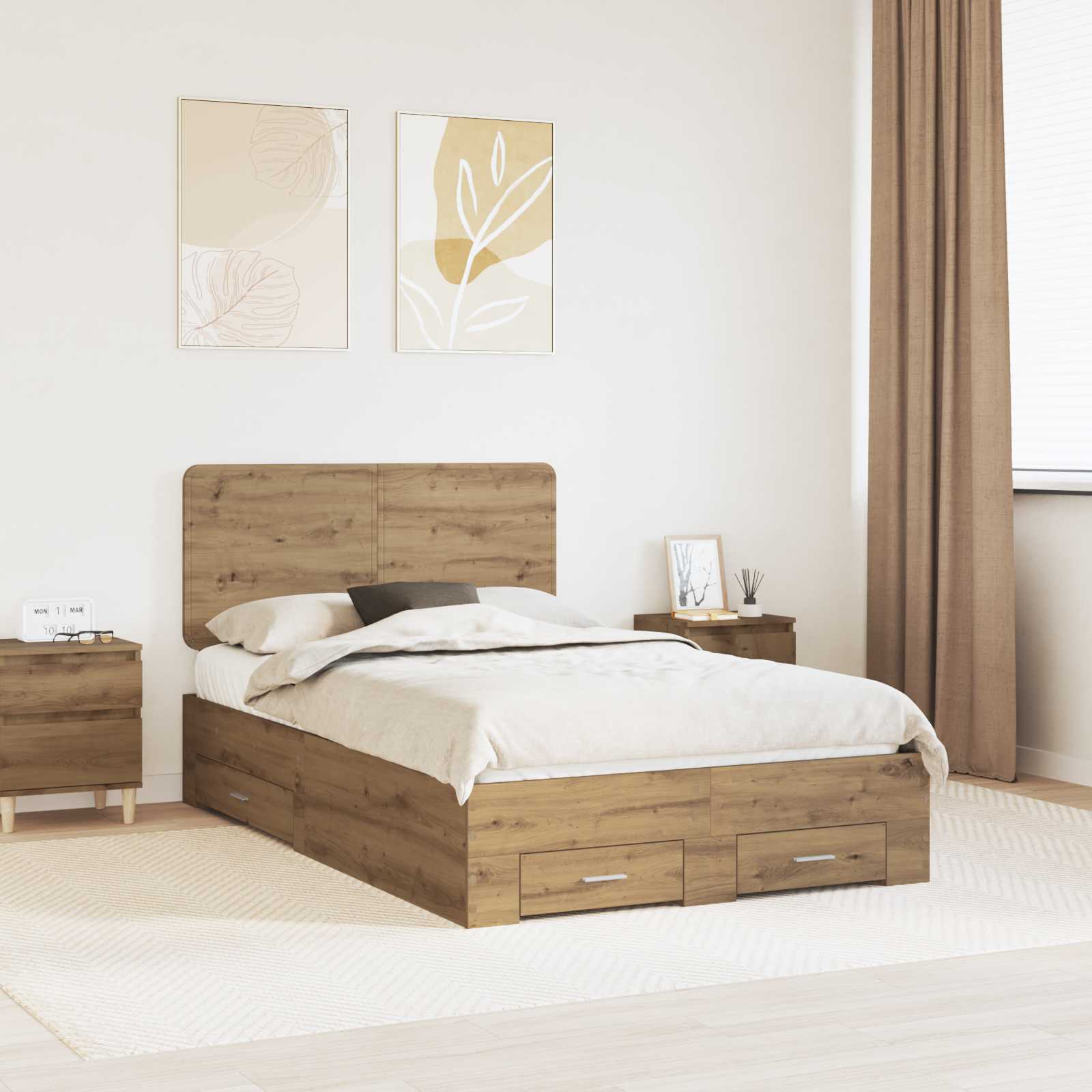3412818_1.jpg vidaXL Rám postele Remeselný dub 120 x 190 cm Kompozitné drevo – Obrázok 1