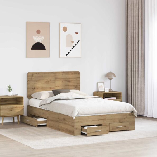 vidaXL Rám postele Remeselný dub 120 x 190 cm Kompozitné drevo – Obrázok 3