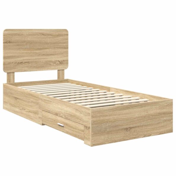 vidaXL Rám postele Sonoma dub 100 x 200 cm Kompozitné drevo – Obrázok 4