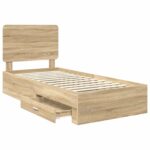 vidaXL Rám postele Sonoma dub 100 x 200 cm Kompozitné drevo – Obrázok 5