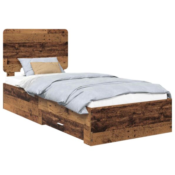 vidaXL Rám postele Staré drevo 100 x 200 cm Kompozitné drevo – Obrázok 2