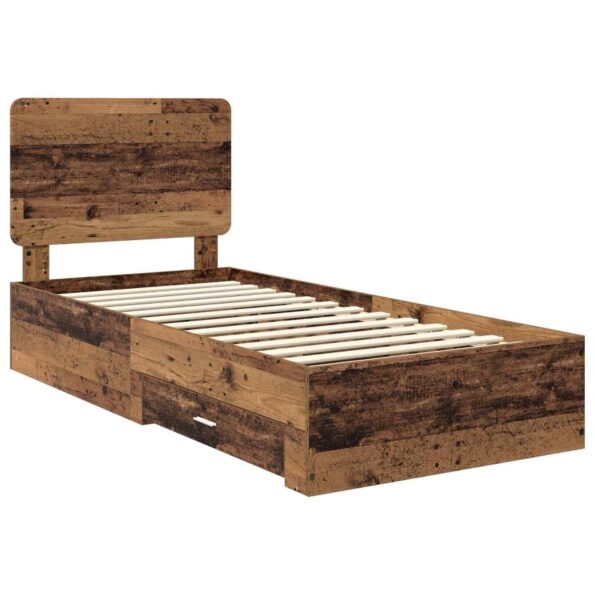 vidaXL Rám postele Staré drevo 100 x 200 cm Kompozitné drevo – Obrázok 4