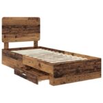vidaXL Rám postele Staré drevo 100 x 200 cm Kompozitné drevo – Obrázok 5