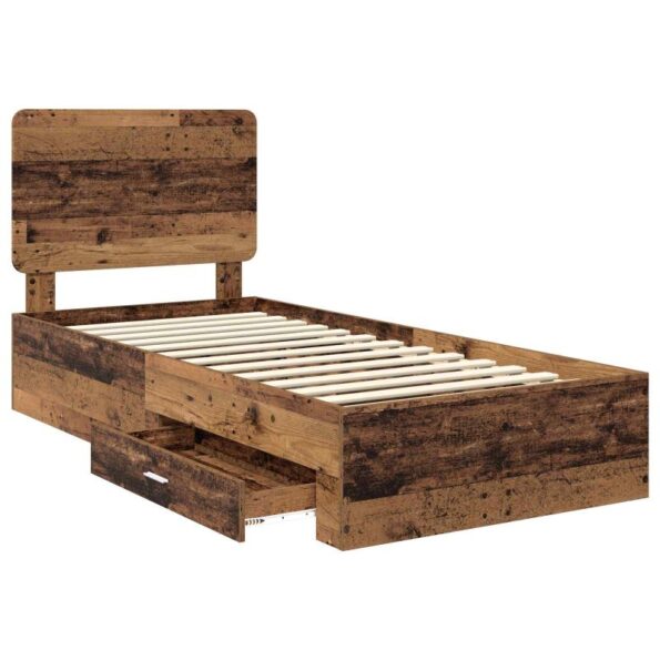 vidaXL Rám postele Staré drevo 100 x 200 cm Kompozitné drevo – Obrázok 5
