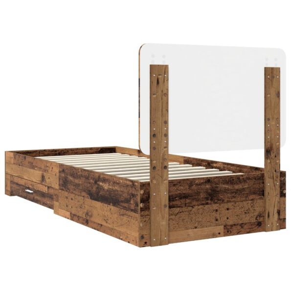 vidaXL Rám postele Staré drevo 100 x 200 cm Kompozitné drevo – Obrázok 9