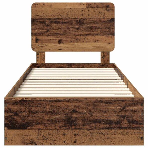 vidaXL Rám postele Staré drevo 90 x 200 cm Kompozitné drevo – Obrázok 7