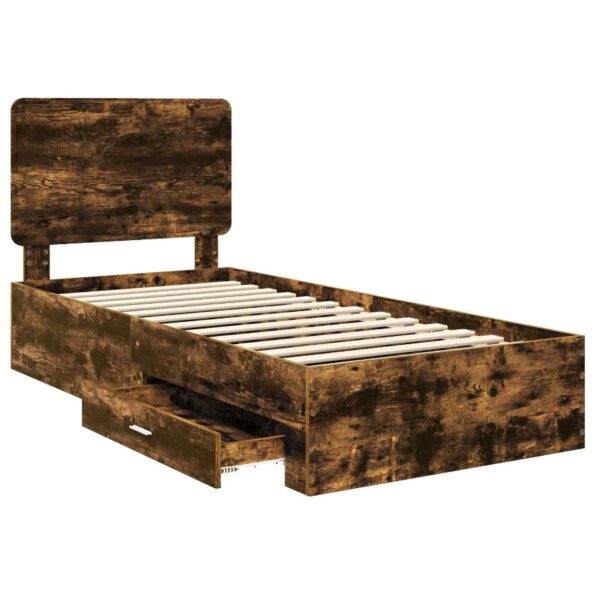 vidaXL Rám postele so zásuvkou Dymová dub 90 x 190 cm Kompozitné drevo – Obrázok 5