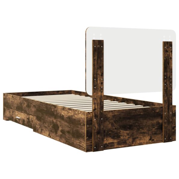 vidaXL Rám postele so zásuvkou Dymová dub 90 x 190 cm Kompozitné drevo – Obrázok 9