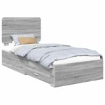 vidaXL Rám postele Sivý Sonoma 90 x 190 cm Kompozitné drevo – Obrázok 2