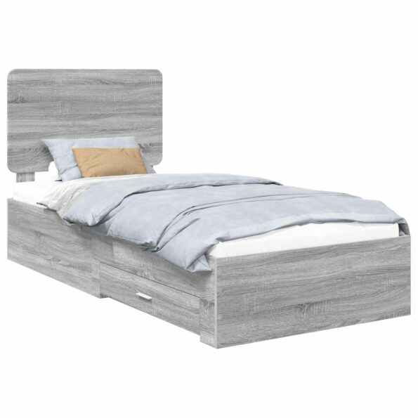 vidaXL Rám postele Sivý Sonoma 90 x 190 cm Kompozitné drevo – Obrázok 2
