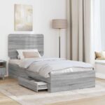 vidaXL Rám postele Sivý Sonoma 90 x 190 cm Kompozitné drevo – Obrázok 3