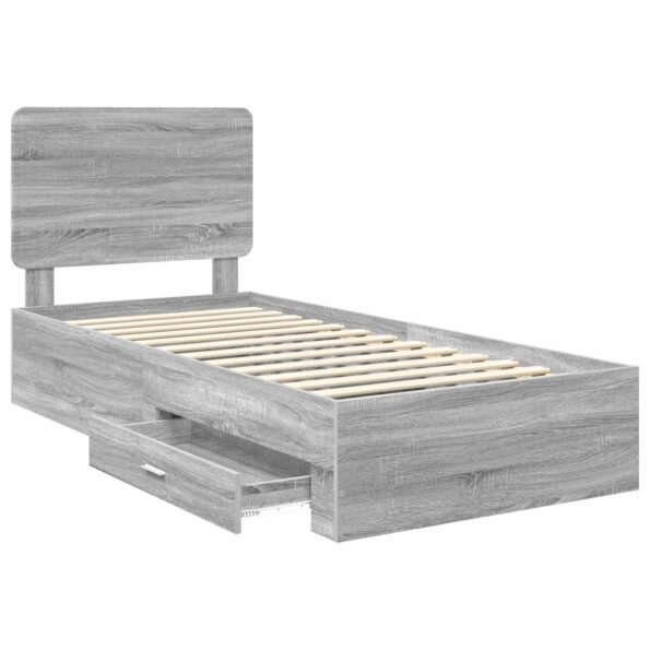 vidaXL Rám postele Sivý Sonoma 90 x 190 cm Kompozitné drevo – Obrázok 5