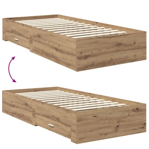 vidaXL Rám postele Remeselný dub 90 x 190 cm Kompozitné drevo – Obrázok 12