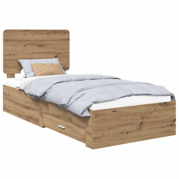 vidaXL Rám postele Remeselný dub 90 x 190 cm Kompozitné drevo – Obrázok 2