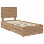vidaXL Rám postele Remeselný dub 90 x 190 cm Kompozitné drevo – Obrázok 4