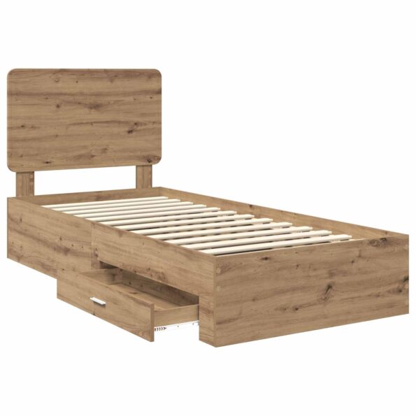 vidaXL Rám postele Remeselný dub 90 x 190 cm Kompozitné drevo – Obrázok 5
