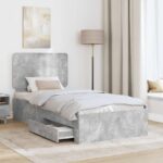 vidaXL Rám postele Betónová šedá 70 x 190 cm Kompozitné drevo – Obrázok 3