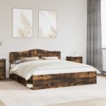 vidaXL Rám postele Dymová dub 200 x 200 cm Masívne borovicové drevo