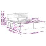 vidaXL Rám postele Dymová dub 200 x 200 cm Masívne borovicové drevo – Obrázok 13