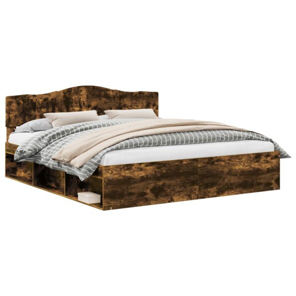 vidaXL Rám postele Dymová dub 200 x 200 cm Masívne borovicové drevo – Obrázok 2