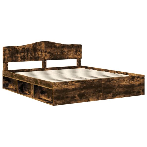 vidaXL Rám postele Dymová dub 200 x 200 cm Masívne borovicové drevo – Obrázok 4