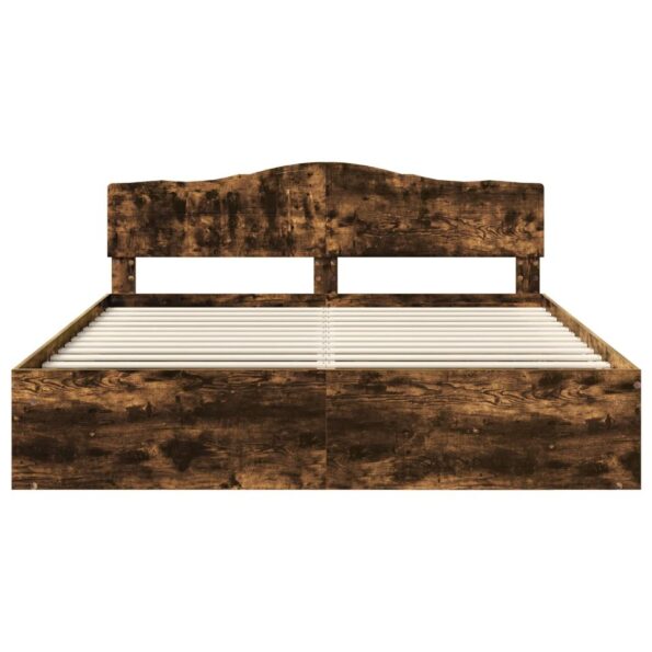 vidaXL Rám postele Dymová dub 200 x 200 cm Masívne borovicové drevo – Obrázok 7