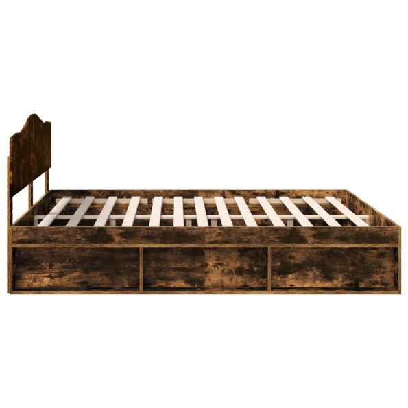 vidaXL Rám postele Dymová dub 200 x 200 cm Masívne borovicové drevo – Obrázok 8
