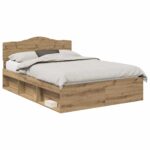 vidaXL Rám postele s čelnou doskou Remeselnícky dub 140 x 200 cm – Obrázok 2