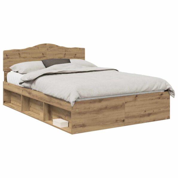 vidaXL Rám postele s čelnou doskou Remeselnícky dub 140 x 190 cm – Obrázok 2
