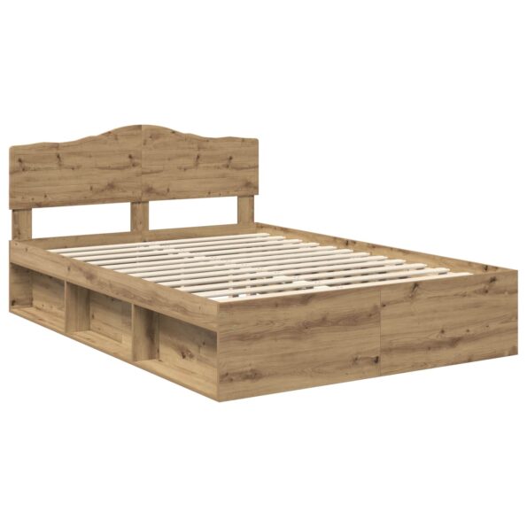 vidaXL Rám postele s čelnou doskou Remeselnícky dub 140 x 190 cm – Obrázok 4
