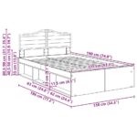 vidaXL Rám postele Betónová šedá 135 x 190 cm Masívne borovicové drevo – Obrázok 13