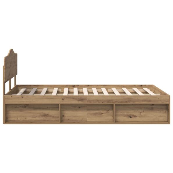 vidaXL Rám postele s čelnou doskou Remeselnícky dub 135 x 190 cm – Obrázok 8