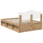 vidaXL Rám postele s čelnou doskou Remeselnícky dub 135 x 190 cm – Obrázok 9