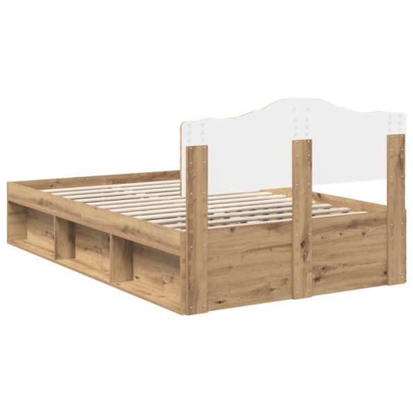 vidaXL Rám postele s čelnou doskou Remeselnícky dub 135 x 190 cm – Obrázok 9