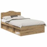 vidaXL Rám postele s čelnou doskou Remeselnícky dub 120 x 200 cm – Obrázok 2
