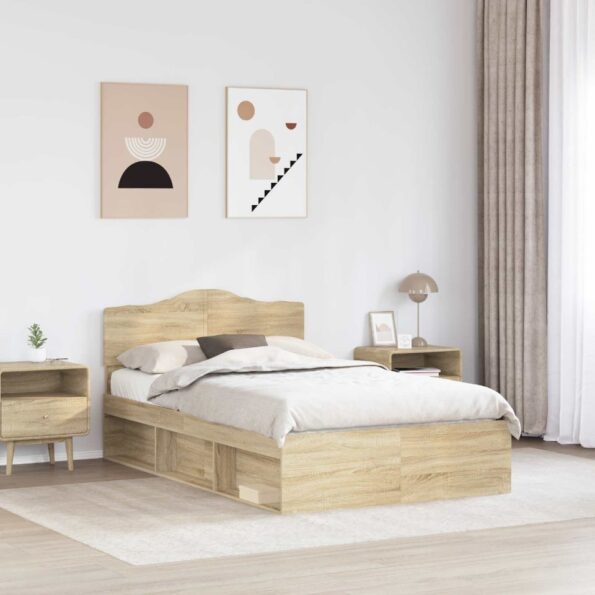 vidaXL Rám postele Sonoma 120 x 190 cm Masívne borovicové drevo – Obrázok 3