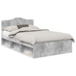vidaXL Rám postele Betónová 120 x 190 cm Masívne borovicové drevo – Obrázok 2