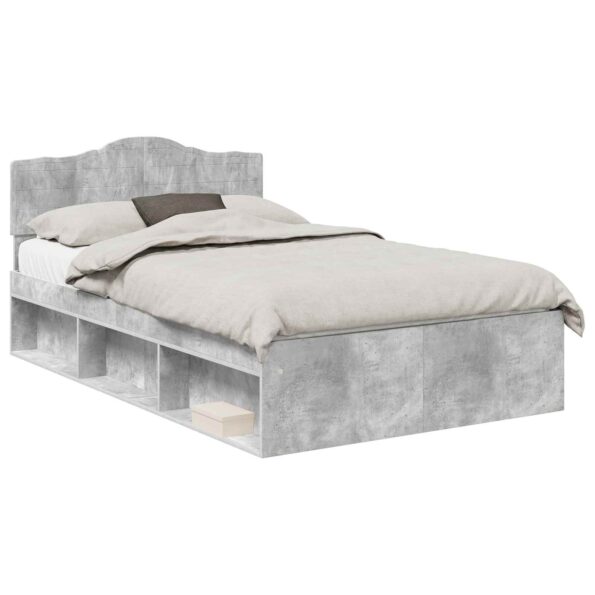 vidaXL Rám postele Betónová 120 x 190 cm Masívne borovicové drevo – Obrázok 2