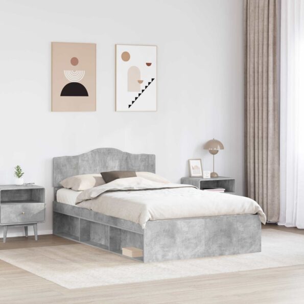 vidaXL Rám postele Betónová 120 x 190 cm Masívne borovicové drevo – Obrázok 3