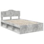vidaXL Rám postele Betónová 120 x 190 cm Masívne borovicové drevo – Obrázok 4
