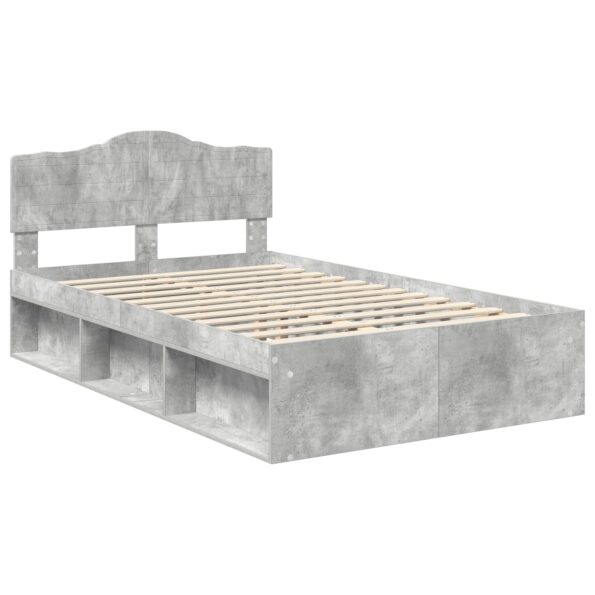 vidaXL Rám postele Betónová 120 x 190 cm Masívne borovicové drevo – Obrázok 4