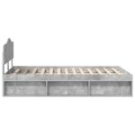 vidaXL Rám postele Betónová 120 x 190 cm Masívne borovicové drevo – Obrázok 8